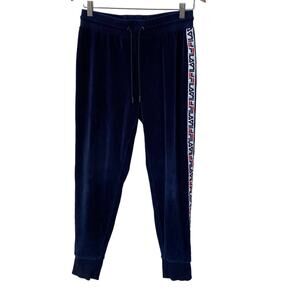 FILA Pants Womens Small Velour Sweat Jogger Elastic Waist Tapered Training Blue